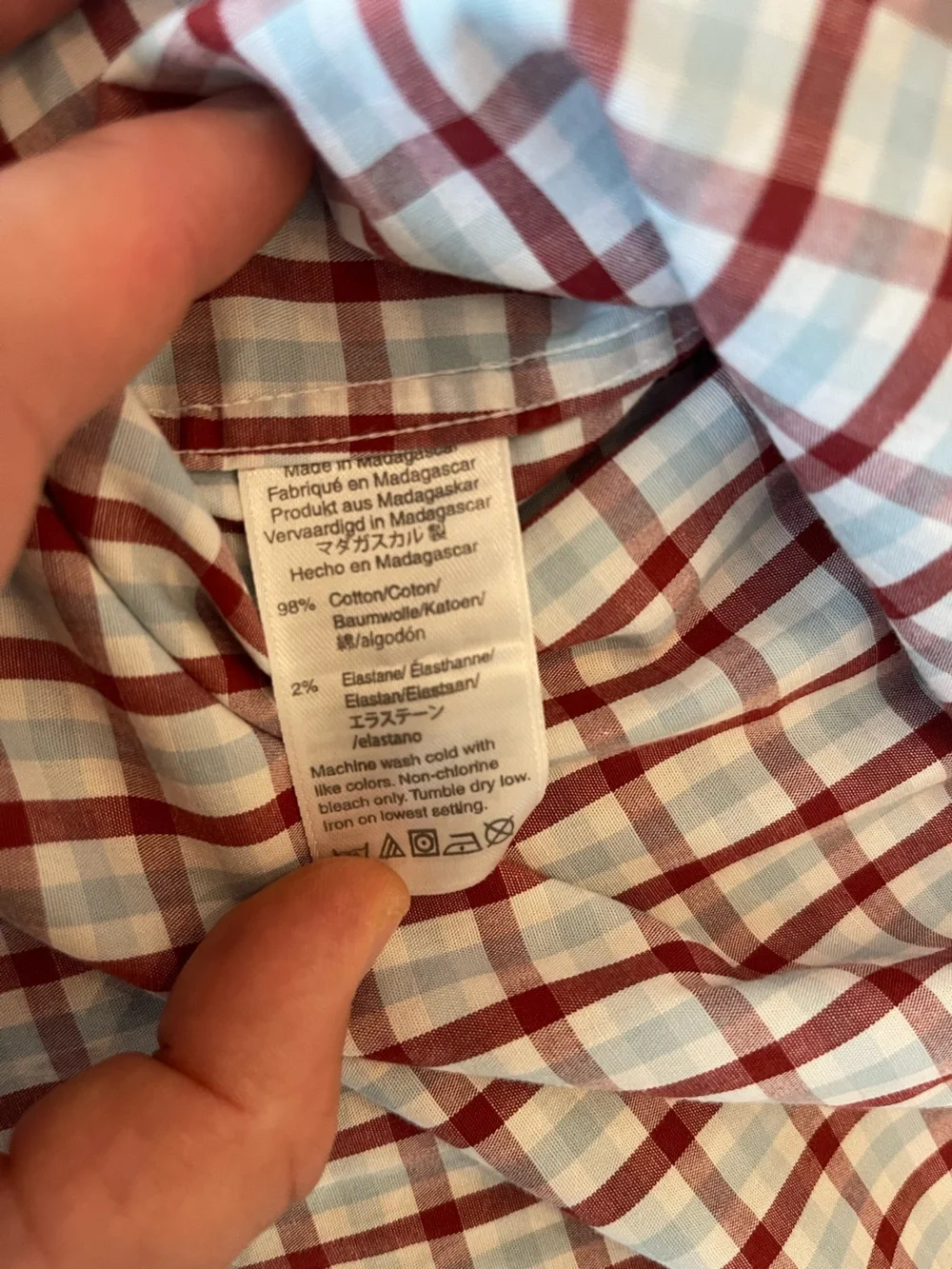 J. Crew White and Red Plaid Button-Down Shirt Men’s L slim flex wrinkle free